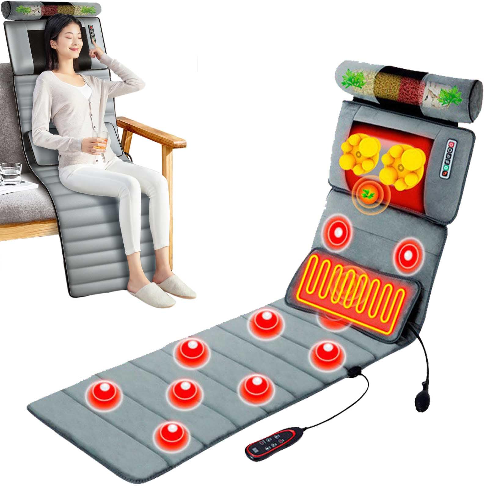 Tapis de Massage Complet avec Chaleur et 20 têtes vibrantes pour soulager Les douleurs du Dos, des lombaires et des Jambes, détendre Les Muscles et Ranger facil