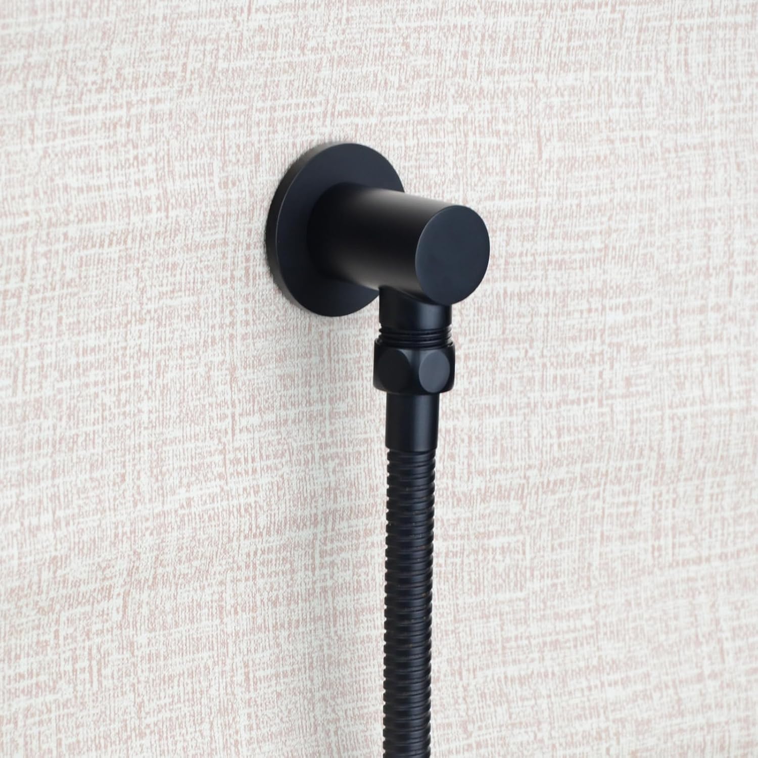 Wall Supply Elbow with Flange,Brass Round Wall Mount Shower Hose Connector,Drop Ell Wall-mounted Union Water Outlet for Handheld Shower Handshower,Matte Black,8Z3MK