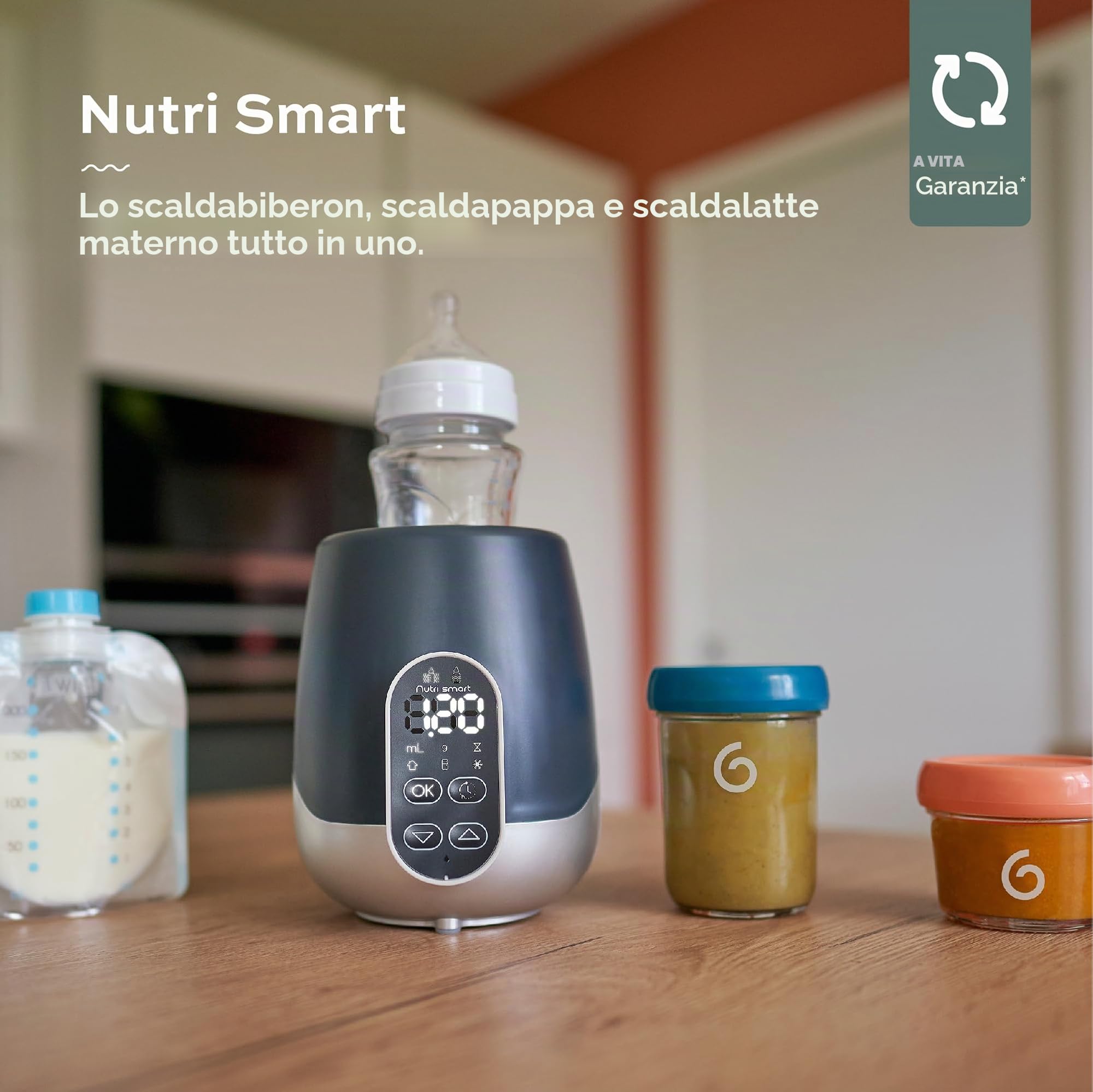 Babymoov NutriSmart - Scaldasalviette e latte materno - Bagno Maria/Vapore - Programmabile - Casa & Auto