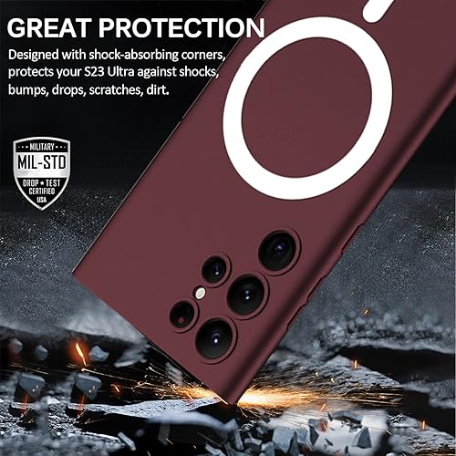 Miniatura 5 de Miimall Funda delgada para Samsung Galaxy S23 Ultra, compatible con carga MagSafe, funda protectora de TPU suave a prueba de golpes con protector de