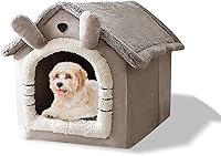 Vista 9 de Cama cueva para gatos, cama lavable para perro, cálido y acogedor iglú de felpa para gatos, casa plegable y cómoda para mascotas, cama para mascotas