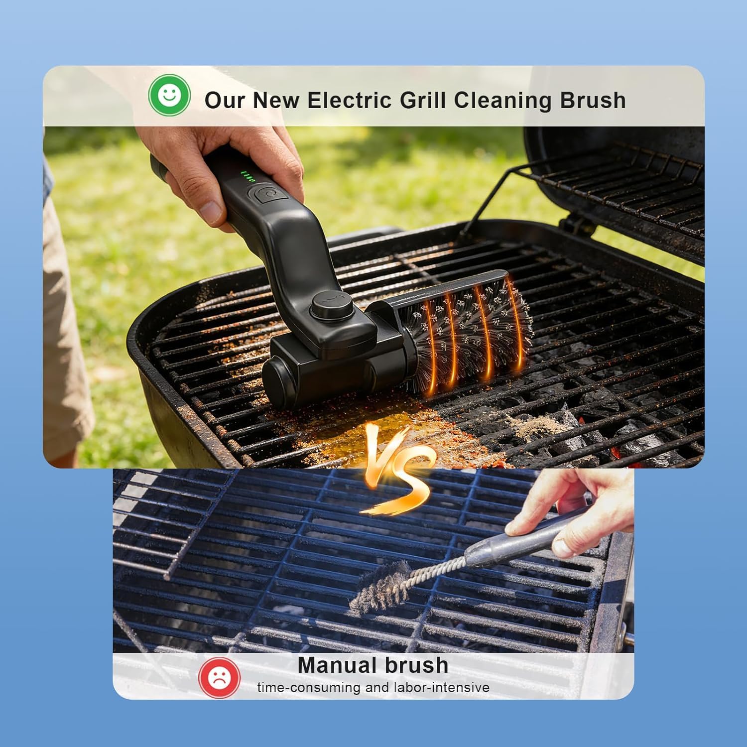 Brosse Électrique Barbecue sans Fil,Brossière Électrique 3 Vitesses 2 Brosses,Nettoyeur Grille 180° Réglable,Acier Inoxydable Rechargeable,Grill Brush