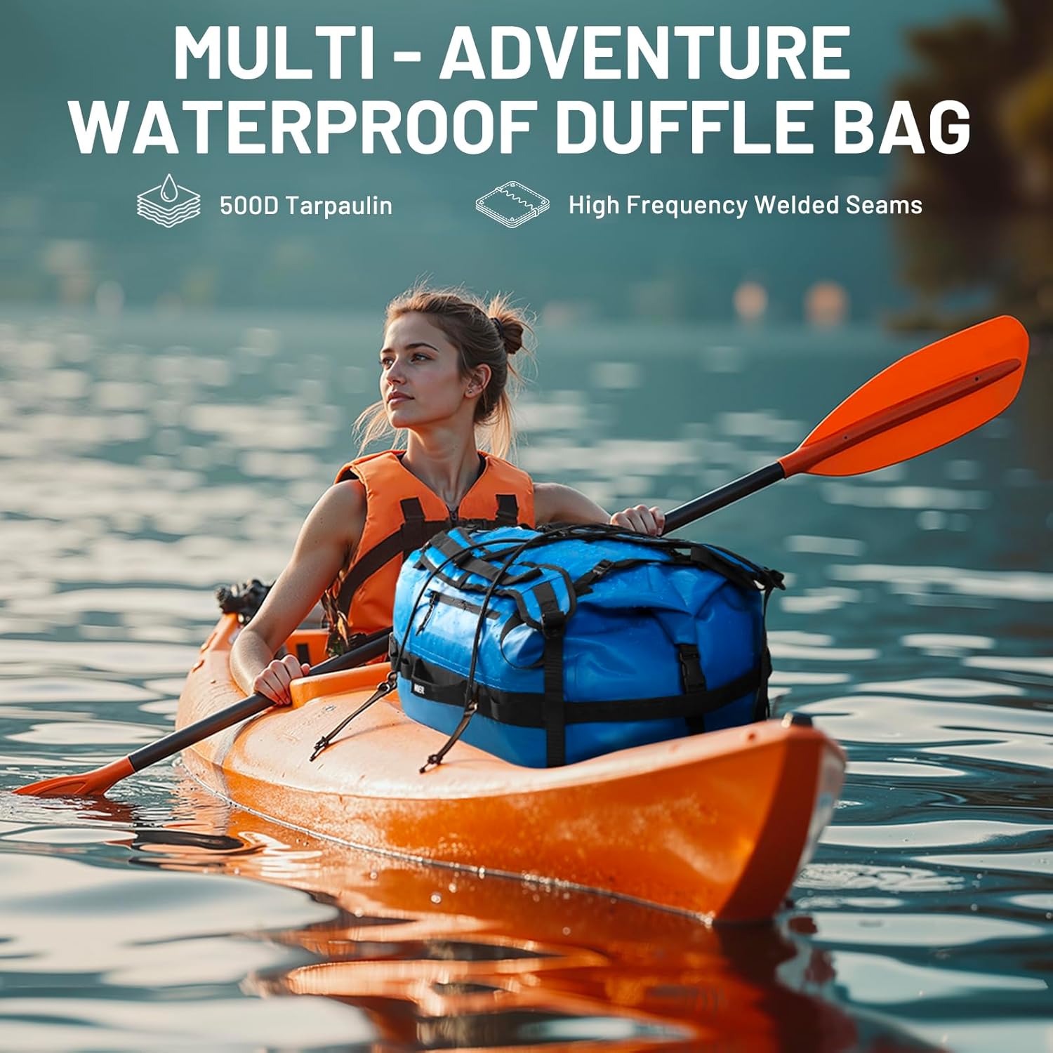 MIER Large Waterproof Duffel Bag Rolltop Dry Backpack Duffle Bags for Kayaking, Rafting, Boating, Swimming, Camping, Travel, Gym, Beach, 60L/80L - Image 8