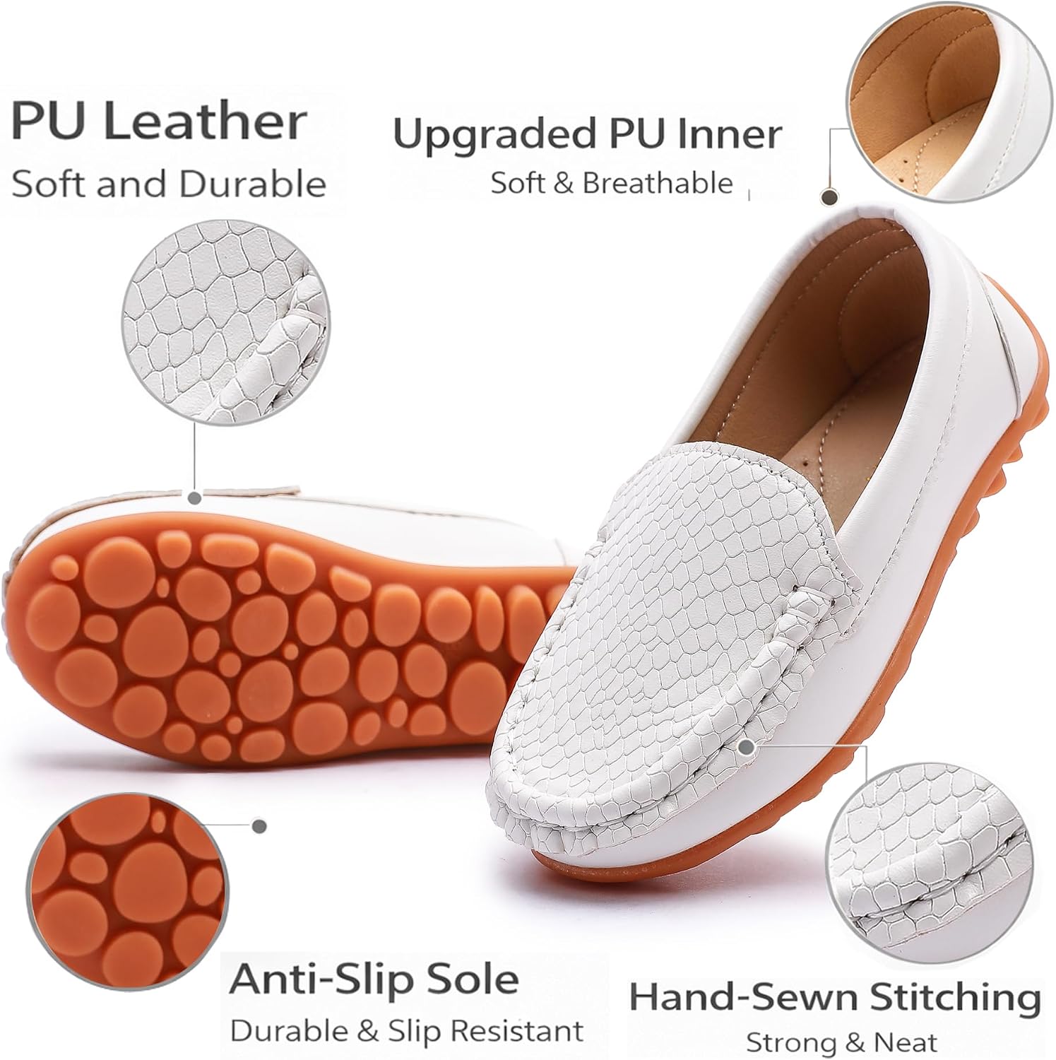 LONSOEN Toddler Little Kid Boys Girls Soft Slip On Loafers Dress Flat Shoes