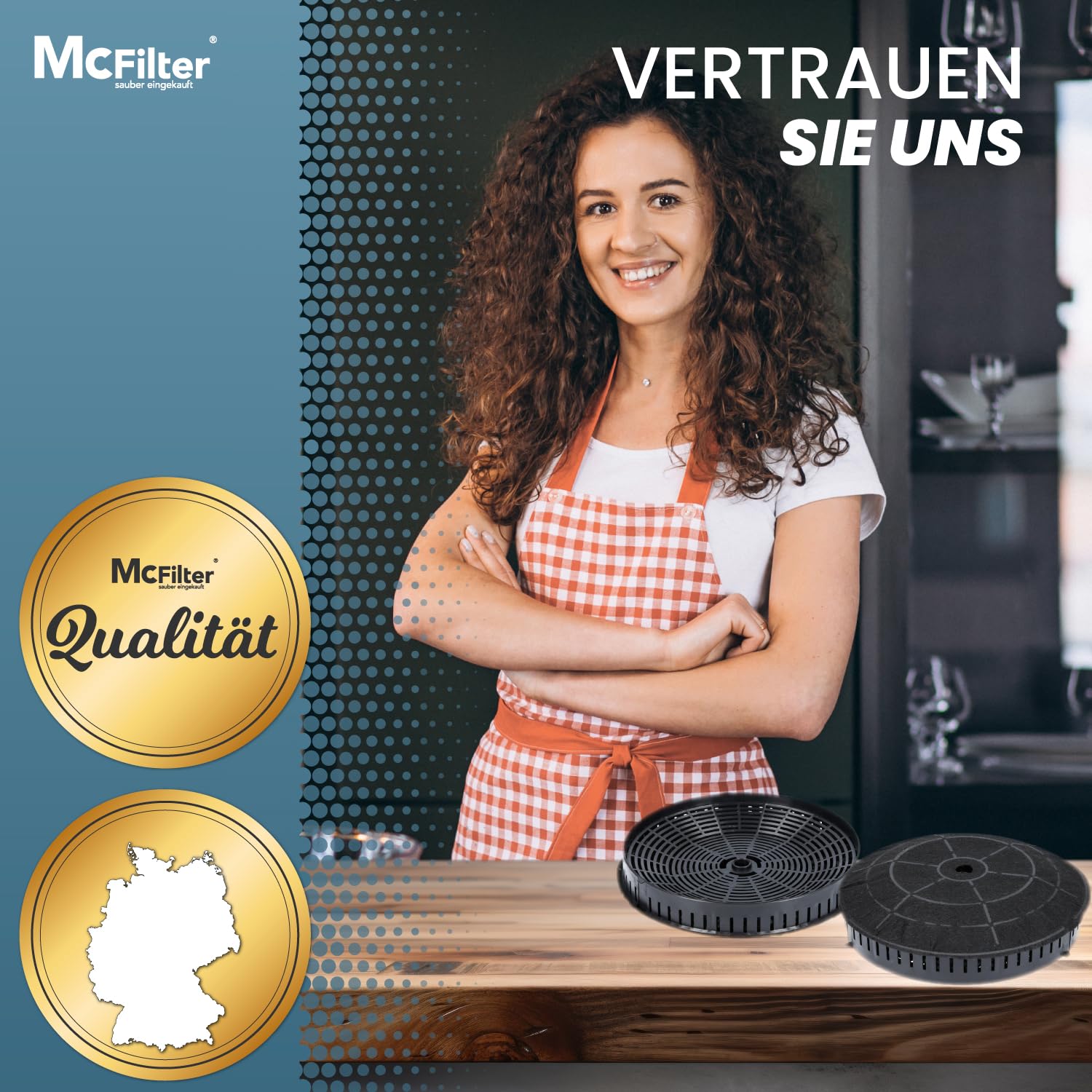 McFilter I 4x Aktivkohlefilter Ø 172 mm für Dunstabzugshaube kompatibel mit Kohlefilter Elica CFC0038668 Typ57, Nyttig 440, AEG 4055171138 4055217501 Bauknecht Whirlpool 48400008824 - für Abzugshaube