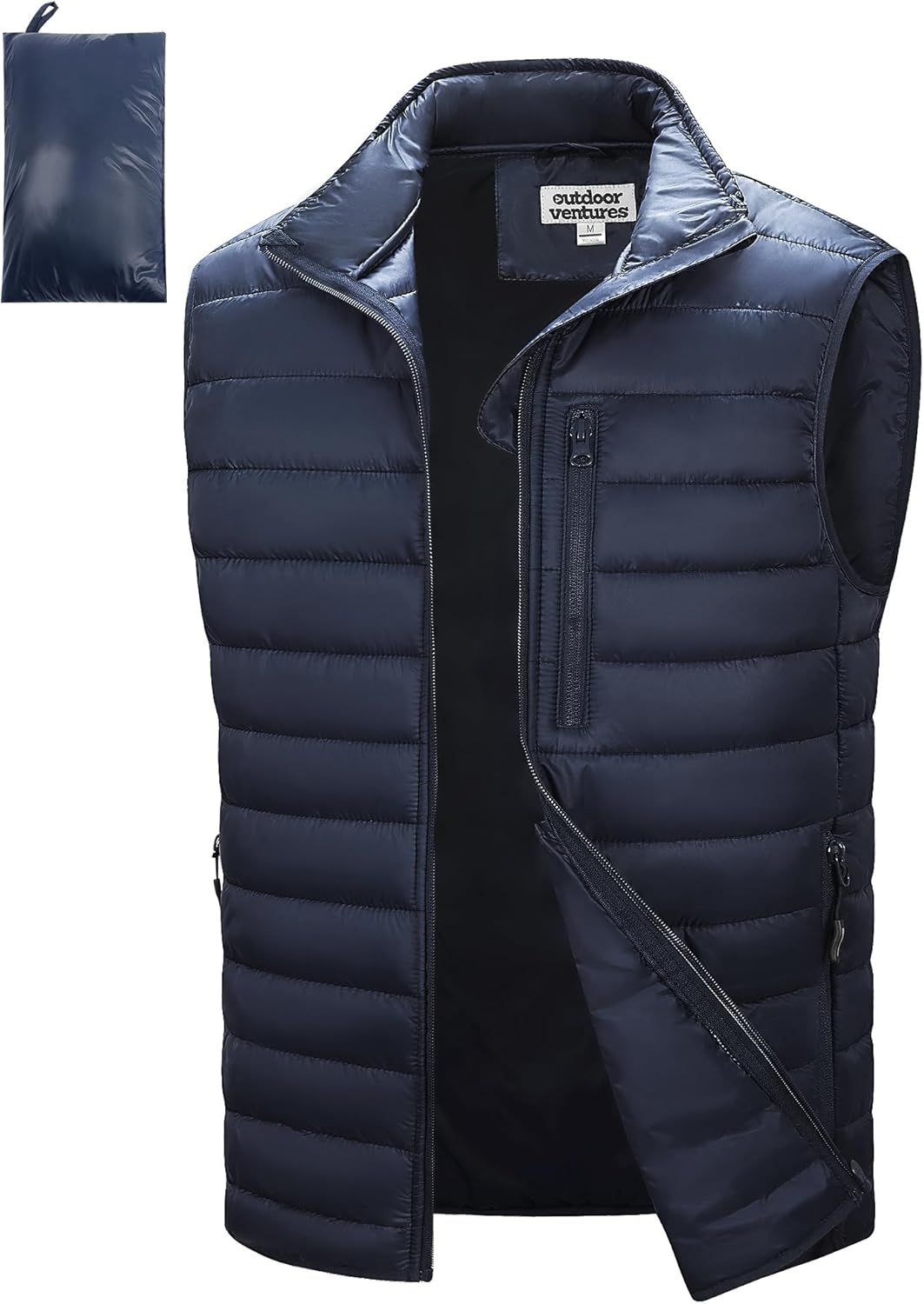 Outdoor Ventures Men's Lightweight Puffer Vest Outerwear Warm Quilted Sleeveless Packable Winter Jacket for Hiking Running