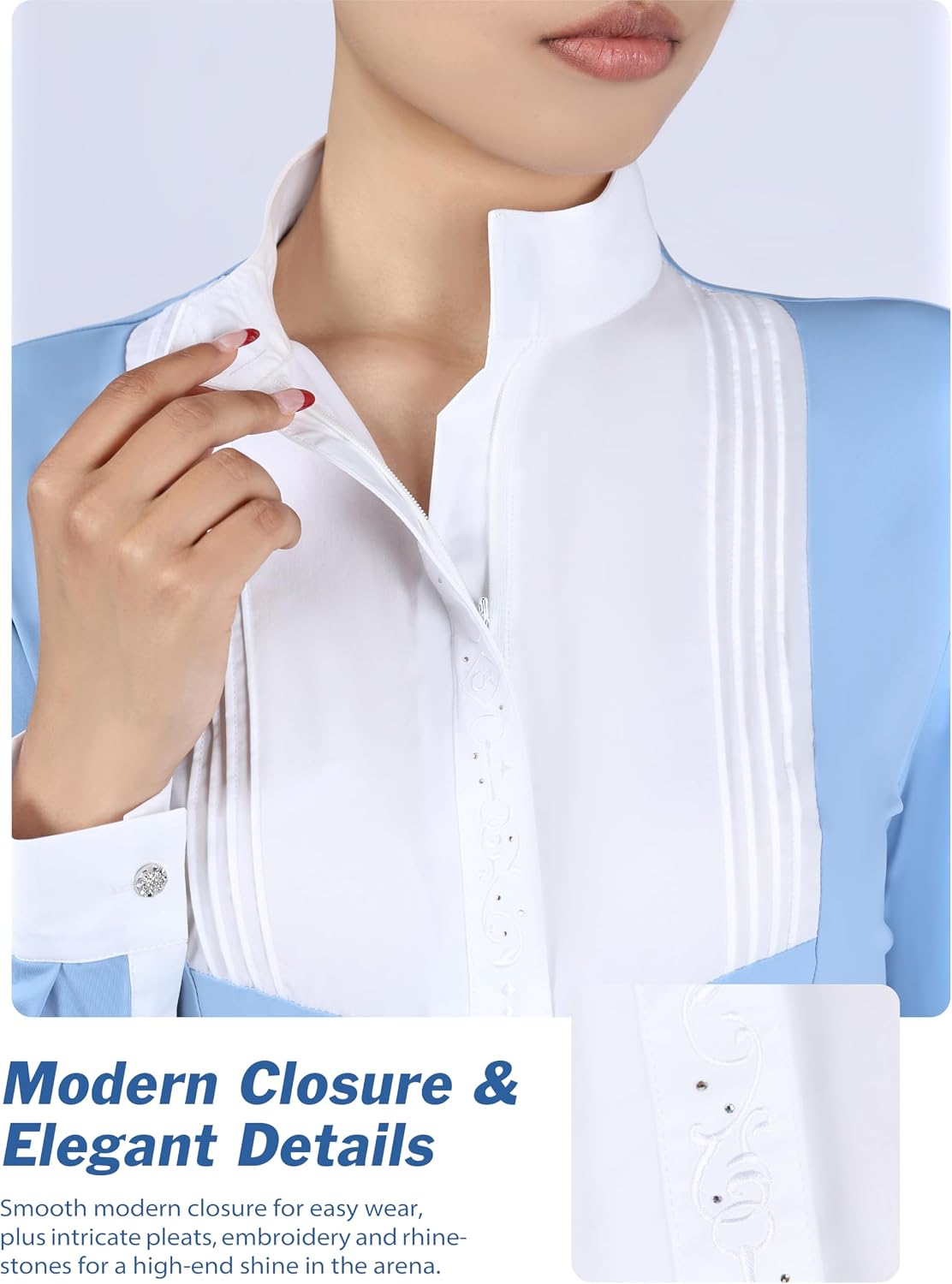 Horse Show Shirt for Women UPF 50+ Long Sleeve, Equestrian Show Shirt, Stretch English Riding Competition Shirt