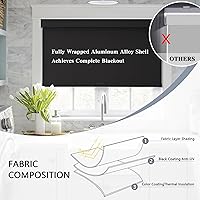 Vista 4 de AOSKY Persianas enrollables opacas sin cordones para ventanas, persianas de parada libre con cenefa, tela aislante térmica, protección UV, persianas