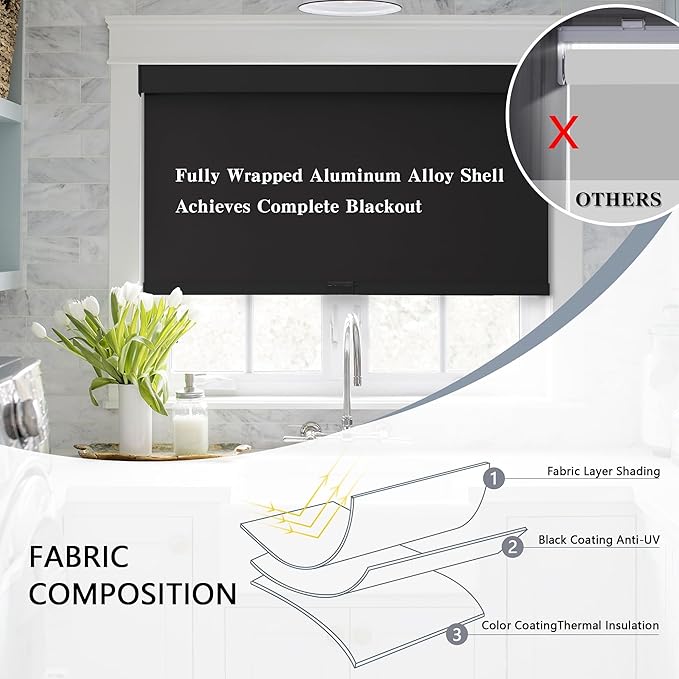 Persiana Roller Blackout Sin Cuerda 34.5 in x 72 in Negra miniatura 5