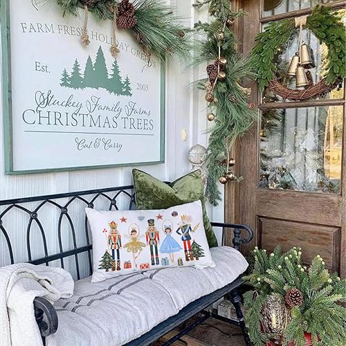 Miniatura 6 de Fundas de almohada de Feliz Navidad de 12 x 20 pulgadas, decoración navideña de cascanueces para el hogar, invierno, vacaciones, fiesta, decoración