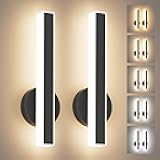 Aipsun Black Wall Sconce Hardwired Modern LED 18W Wall Sconce Set of Two, 15.7Inches Wall Lights for Living Room Bedroom Hallway 5CCT