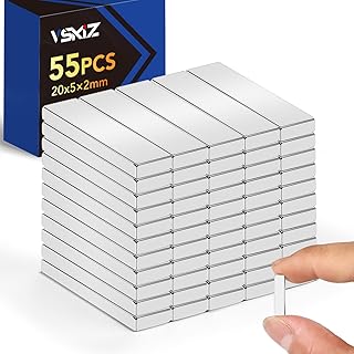 Small Strong Neodymium Magnets Bar 55Pcs, 0.79x0.2x0.08inches Powerful Rare Earth Magnet, Rectangular Magnetic Bar, Mini Fridge Magnets for Crafts, DIY, Office, Tool Storage
