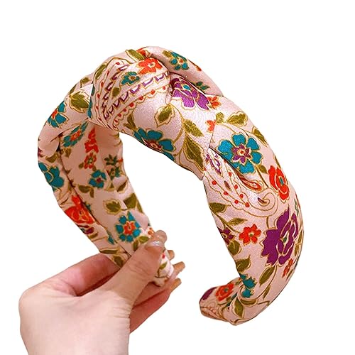 Diadema de moda para mujer, anudada con joyas, adorno de cristal, diadema mixta, accesorios para el cabello de nailon torcido para niñas (estampado