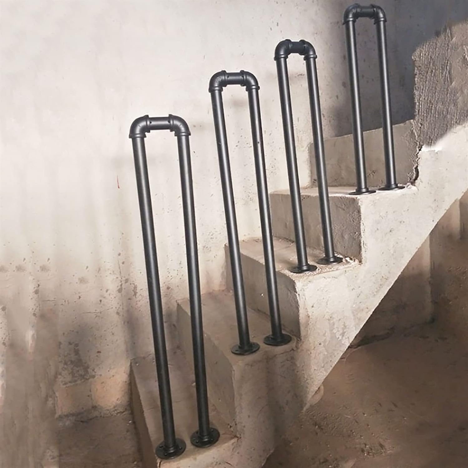 U-Shaped Staircase Handrail, Black Iron Pipe Non-Slip Security Fence, for Indoor and Outdoor Stair Railing, Villa Loft Corridor Support Bar, 1pack (Size : 35cm)