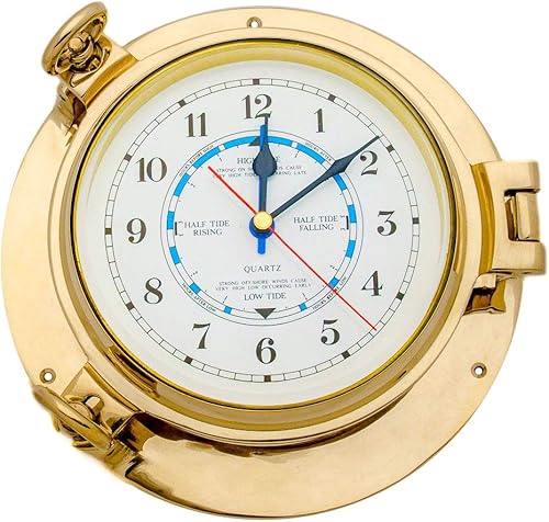Nagina International Reloj de marea de ojo de buey de latón macizo de 5.12 pulgadas de diámetro.