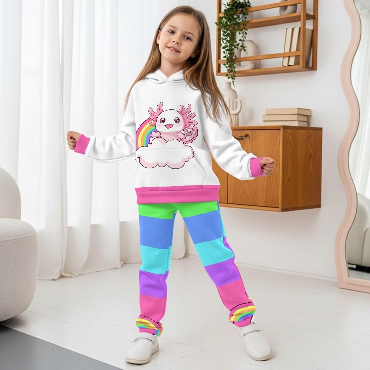 DISNIMO Fall Outfits Set Hoodies for Girls Sweatsuit Activewear Sets Kids Sweatshirt Hooded and Jogger Sweatpants Pants