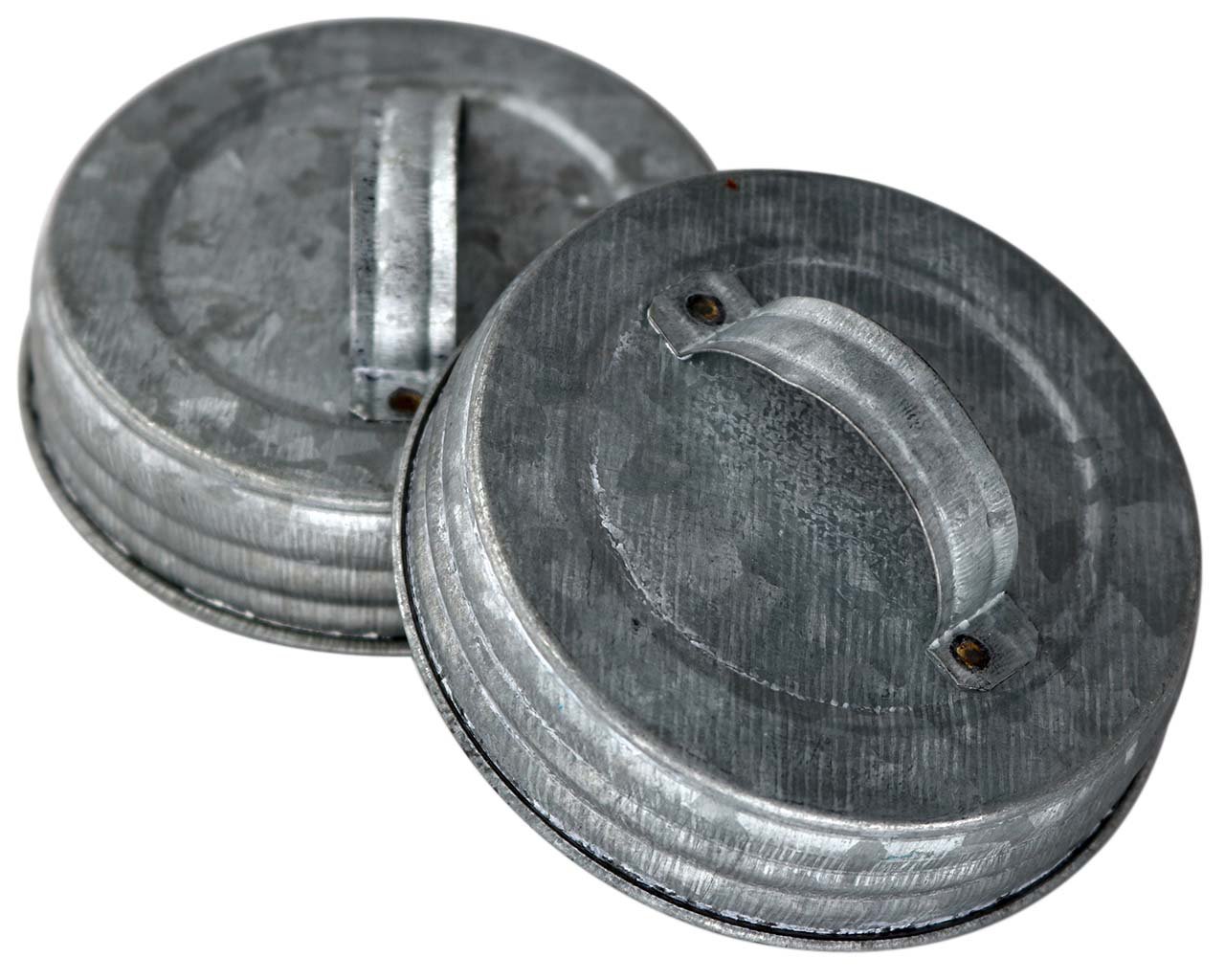 Galvanized Canister Handle Lid For Mason, Canning Jars (4 Pack, Wide Mouth)