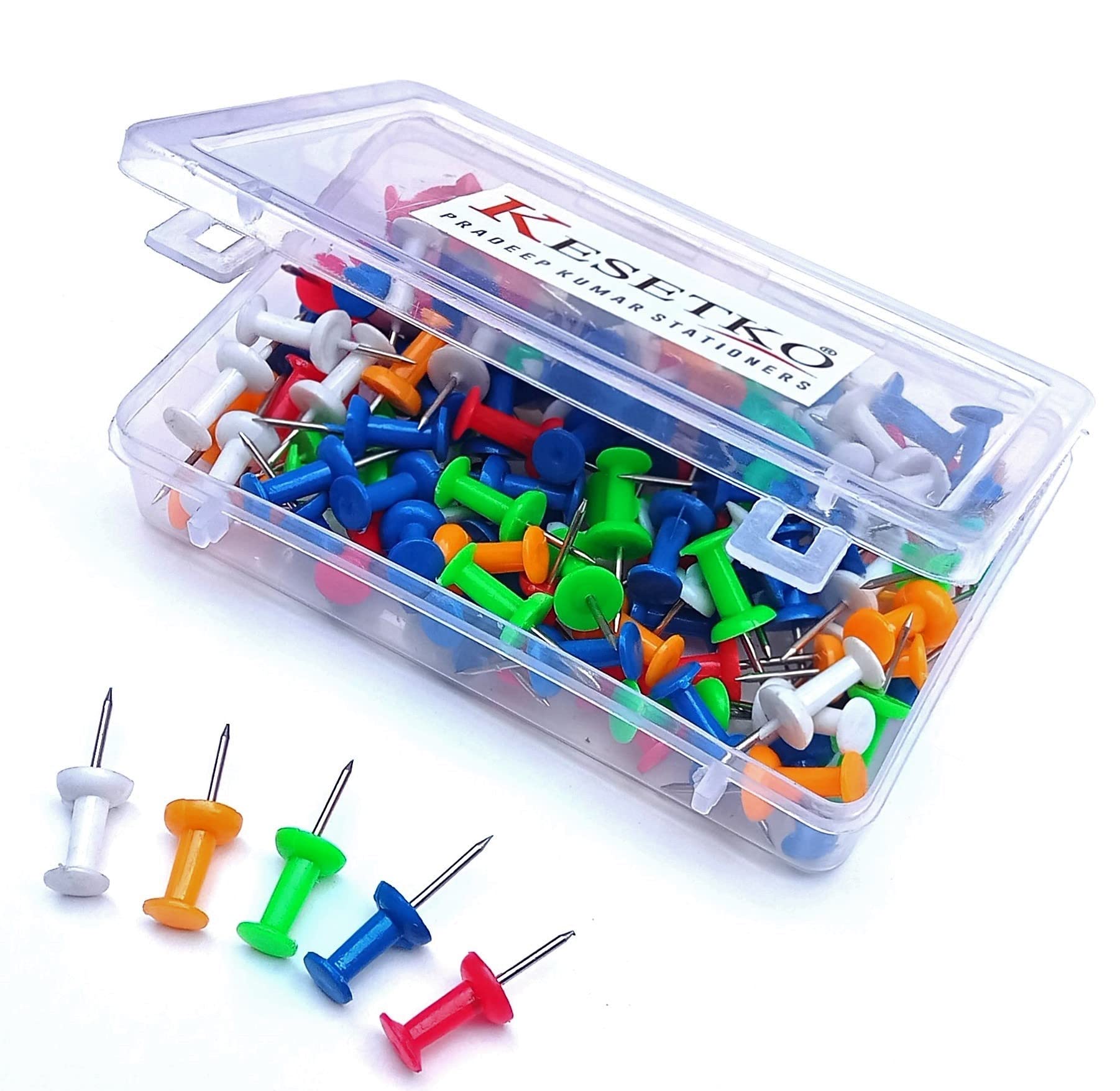 Thumb Pins, Board Push Pins, Thumb Tacks, Multicolor 100 Piece, Daily Use for Shop, Home, School, Bank, Events, University, Corporate, Office Supply.