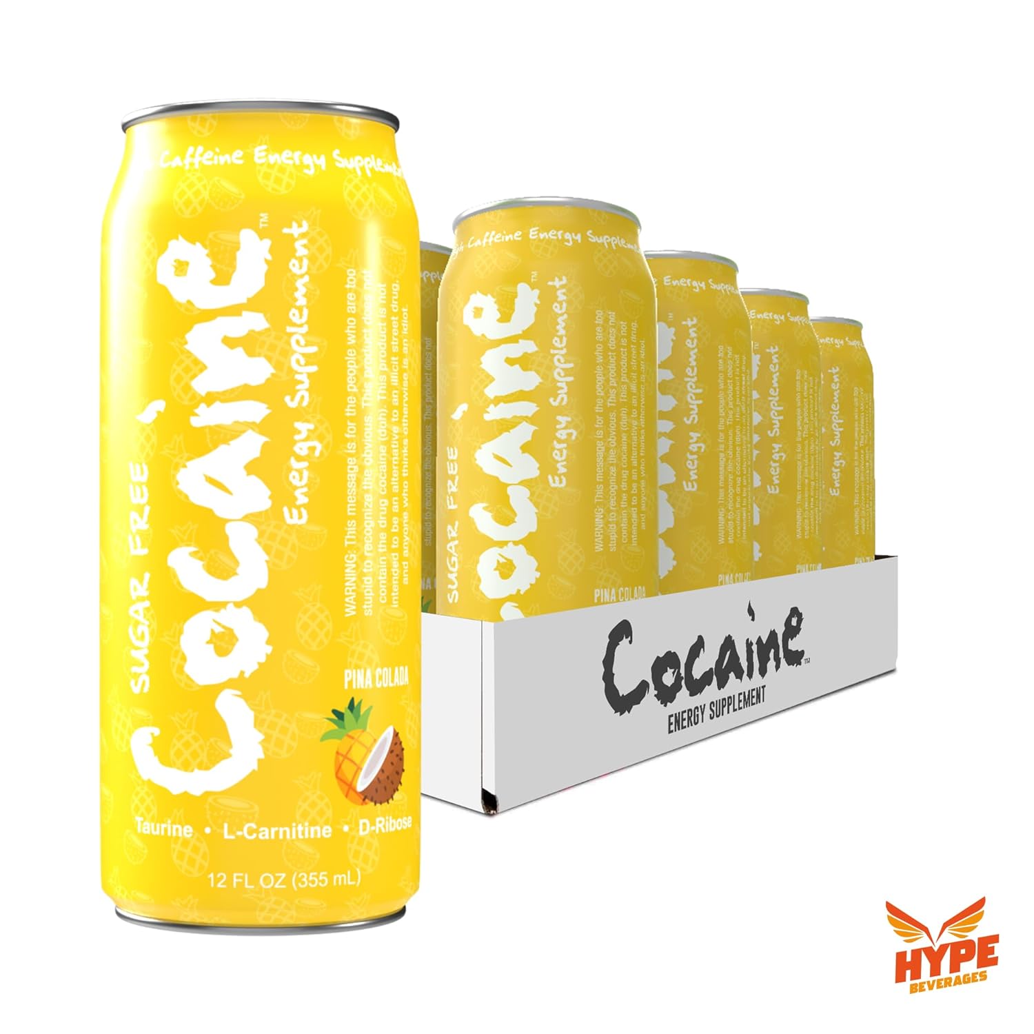 Hype Beverages Official Pre Workout Energy Drink - Sugar Free, Healthy 280mg Caffeine Boost, L-Carnitine, Taurine, Vitamins C, B6, B12, Antioxidants, 12Oz, Sparkling Pinacolada (Pack of 12)