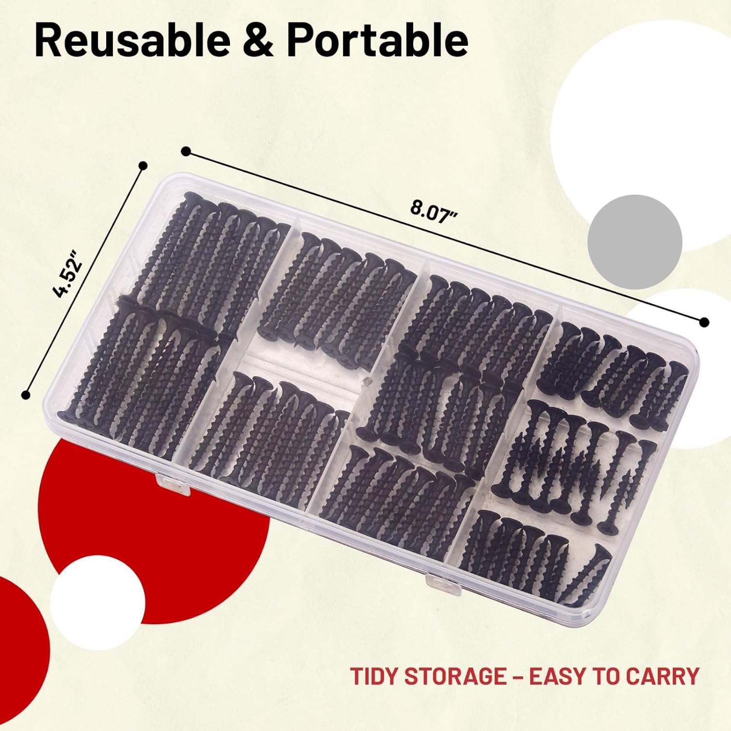 165pcs Drywall Screws Kit #6 Black Wood Screws for Sheetrock, Picture Hanging Nails, Wall Anchors, Home Improvement Tools Assortment 1", 1-1/4", 1-5/8", 2"