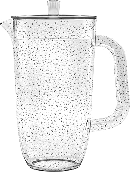 Abode Homewares Bubble Acrylic 100 oz Pitcher with Lid and Handle, Durable, Shatter-Resistant, Dishwasher Safe, Indoor/Outdoor Ice Tea Pitcher for Juice, Lemonade, Cocktails, Clear