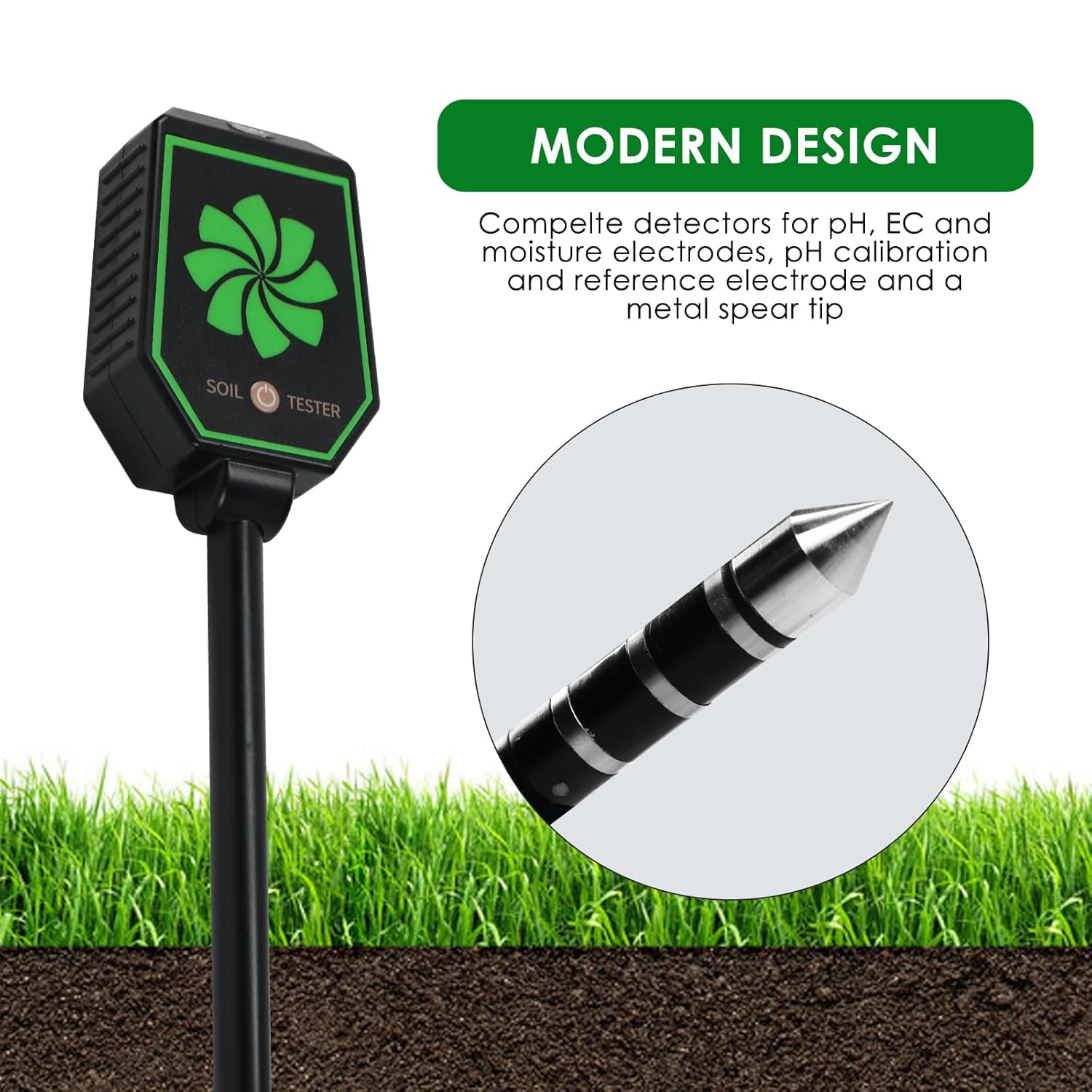Bluetooth Soil Moisture Meter, 8-in-1 Digital Soil Tester for pH EC Moisture Fertility Salinity Humidity Temperature and Sunlight Monitoring with Real-Time App Contorl for Plants Flowers Vegetables