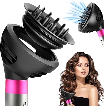 Wave Curl Diffuser for Dyson Airwrap Styler, Upgraded Diffuser Nozzle Attachment for Dyson Airwrap HS01 HS05 HS08, for Wavy, Curly & Coily Hair, Convertible to Hair Dryer, Diffuser Hair Dryer