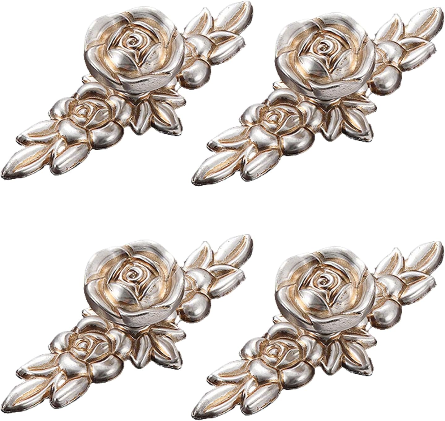 Rose Cabinet Knobs with Backplate 4pcs Vintage Zinc Alloy Flower Drawer Pull Handles Cabinet Handle Knobs for Dresser Vanity Nightstand Cupboard (Ancient Bronze)