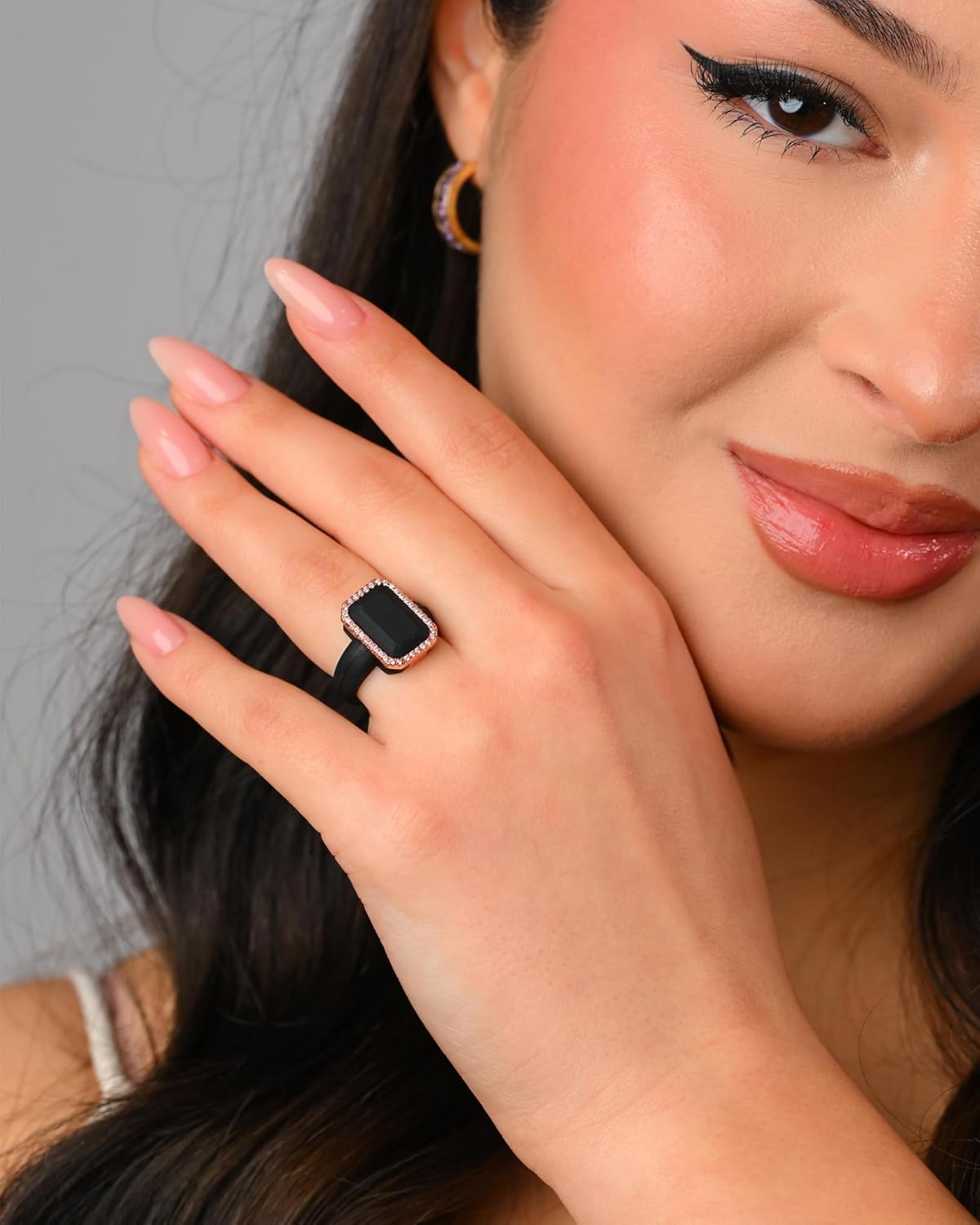 Rinfit Women's Silicone Wedding Band - Promise Rings for Her - Emerald Cut with Cubic Zirconia - Patented Design - Image 4