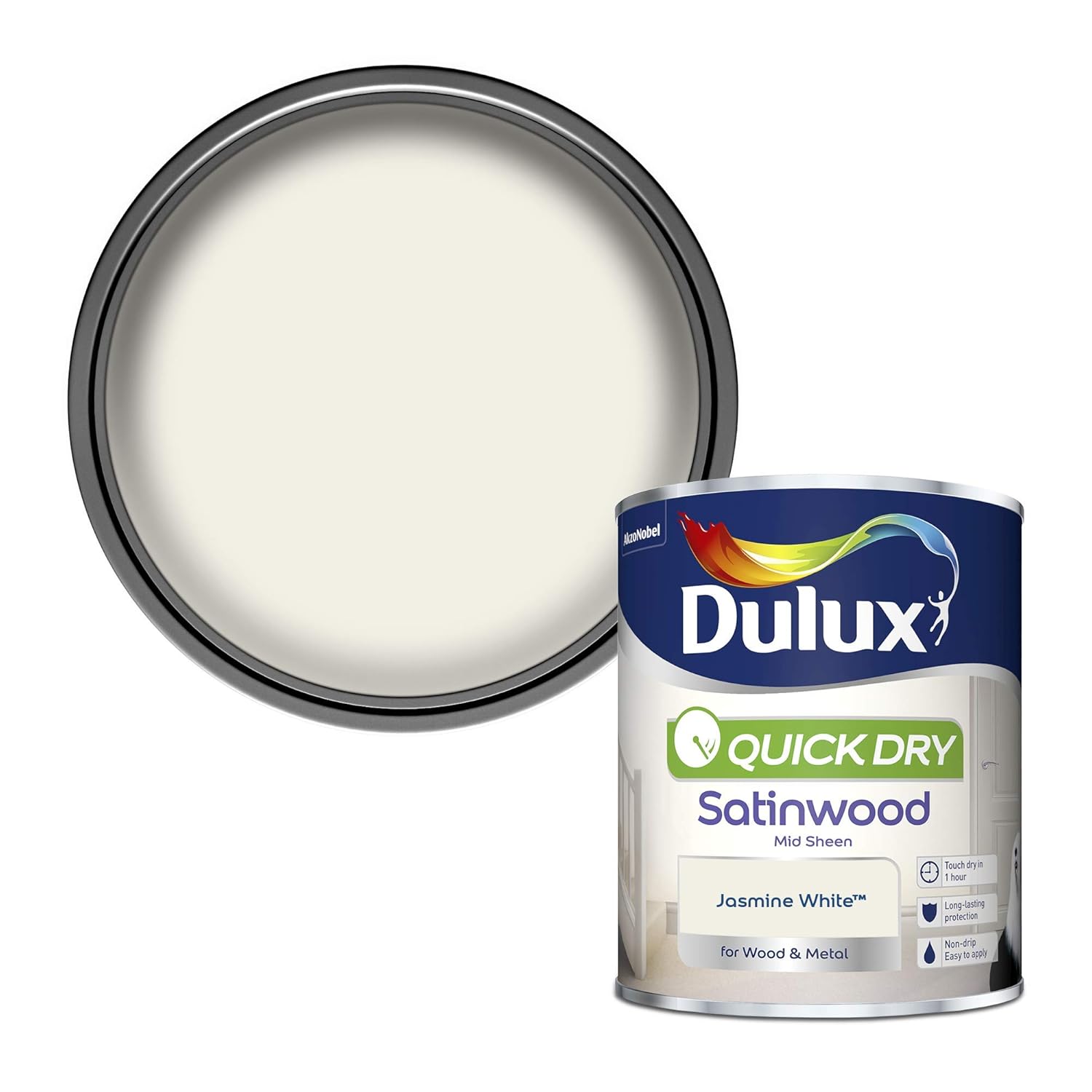 Quick Dry Satinwood , 750 ml , Jasmine White Dulux Quick Dry