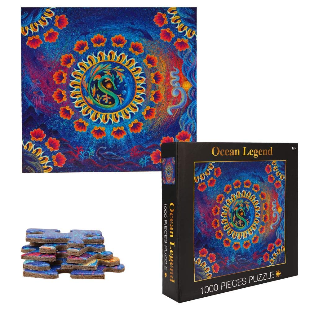 1000 Piece Blue Jigsaw Puzzles for Adults, 61CM/24.02in Square Jigsaw Puzzle, 2mm Thickness Cardboard Puzzle - Family Puzzle Game Stress Reliever Difficult Challenge Puzzle for Kids Adults