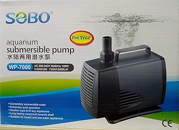 Sobo WP-7000 Aquarium Submersible Pump [ AC 220-240V 50/60Hz 105W H.MAX:5M F.MAX:5500L/HR ] - Central Fish Aquarium