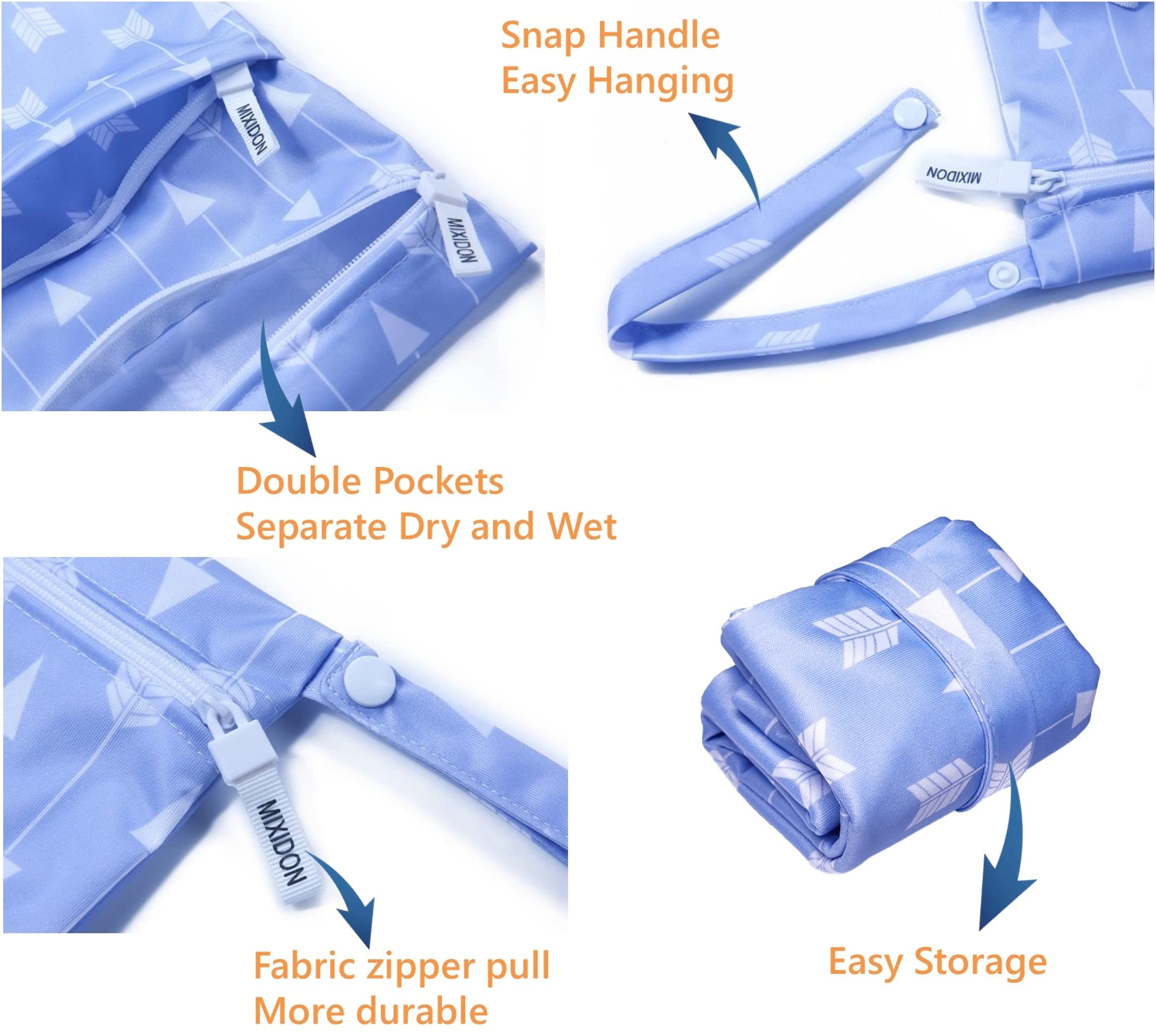 Wetbag Borsa per Pannolini Lavabili Impermeabile con Doppia Cerniera Wet Dry Bag, Viaggi Spiaggia Piscina Gym, Pattern 11