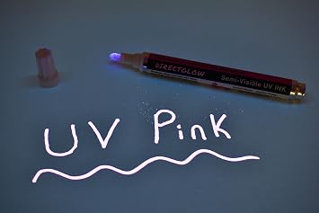 DirectGlow Blacklight Reactive Daytime VisibleUV Ink Ultraviolet Reactive Marker Security Identification Medium Tip, Pink, Marker Only