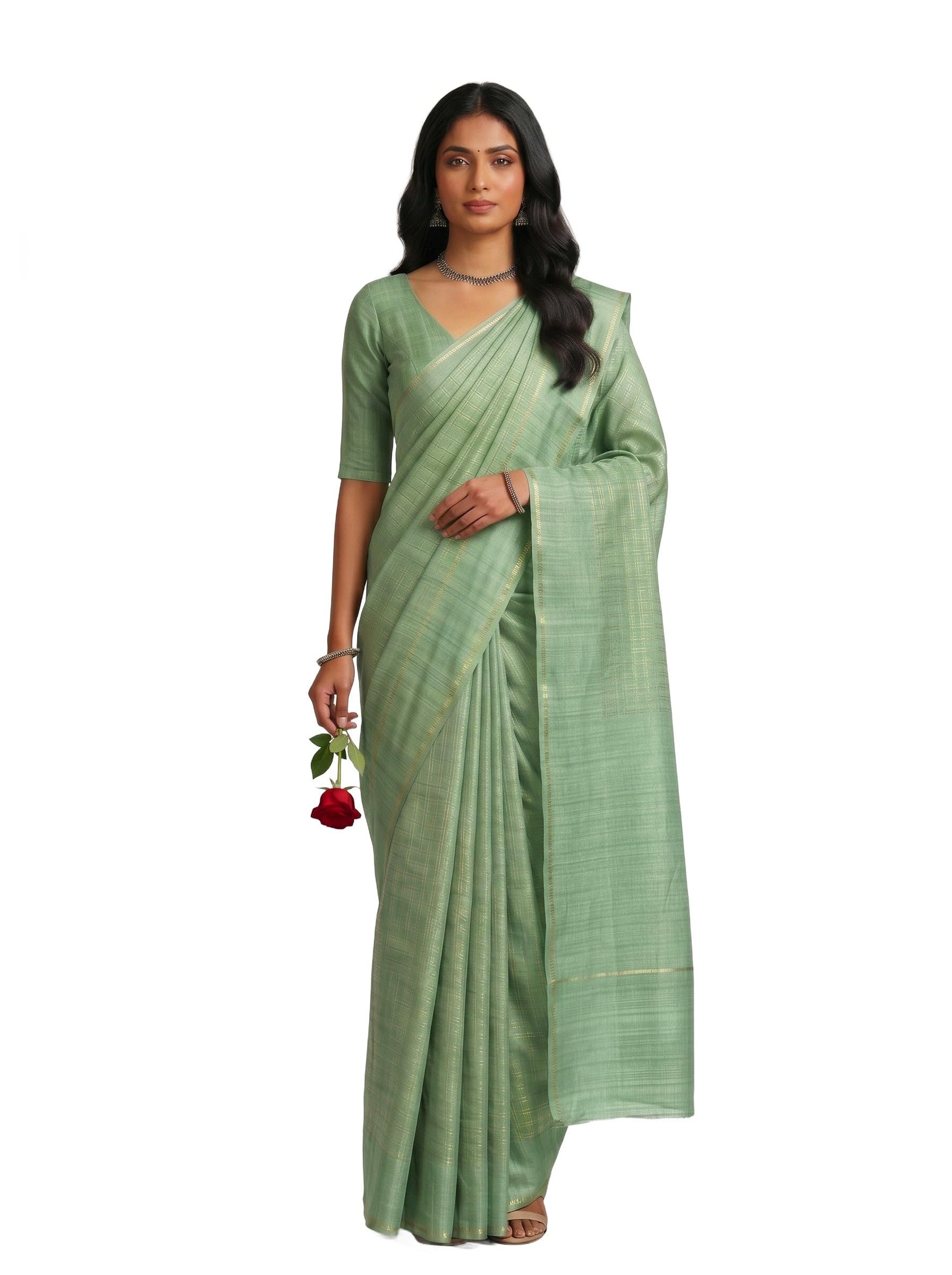 Women's Pista Art Silk Banarasi Saree (Unstitched Blouse) | Zari Woven | NA Wear | 6.2 Mtrs-image-32