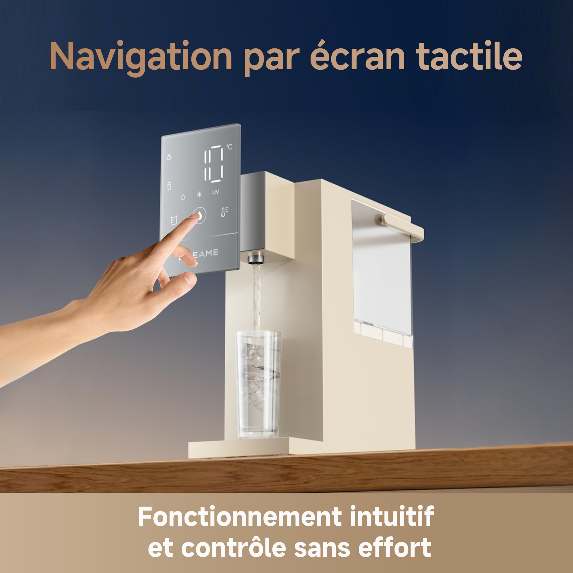 DREAME C10 Distributeur d’Eau Chaude et Froide instantanée de comptoir, Eau purifiée, température réglable, sans Installation, stérilisation UV, Filtration Multicouche, réservoir 2,7L