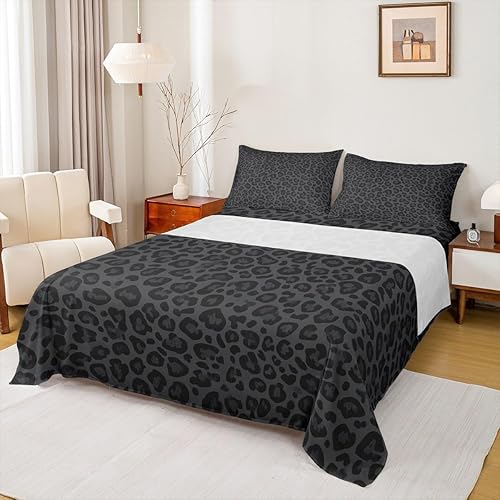 Juego de sábanas con estampado de leopardo para niños, tamaño King, con textura de piel de guepardo abstracta, decoración de habitación para niños y