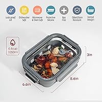 Vista 2 de GENICOOK Glass Food Storage Containers With Glass Lids Bento Box Set Lunch Box Eco Friendly Meal Prep Containers Airtight – Plastic Free, Silicon