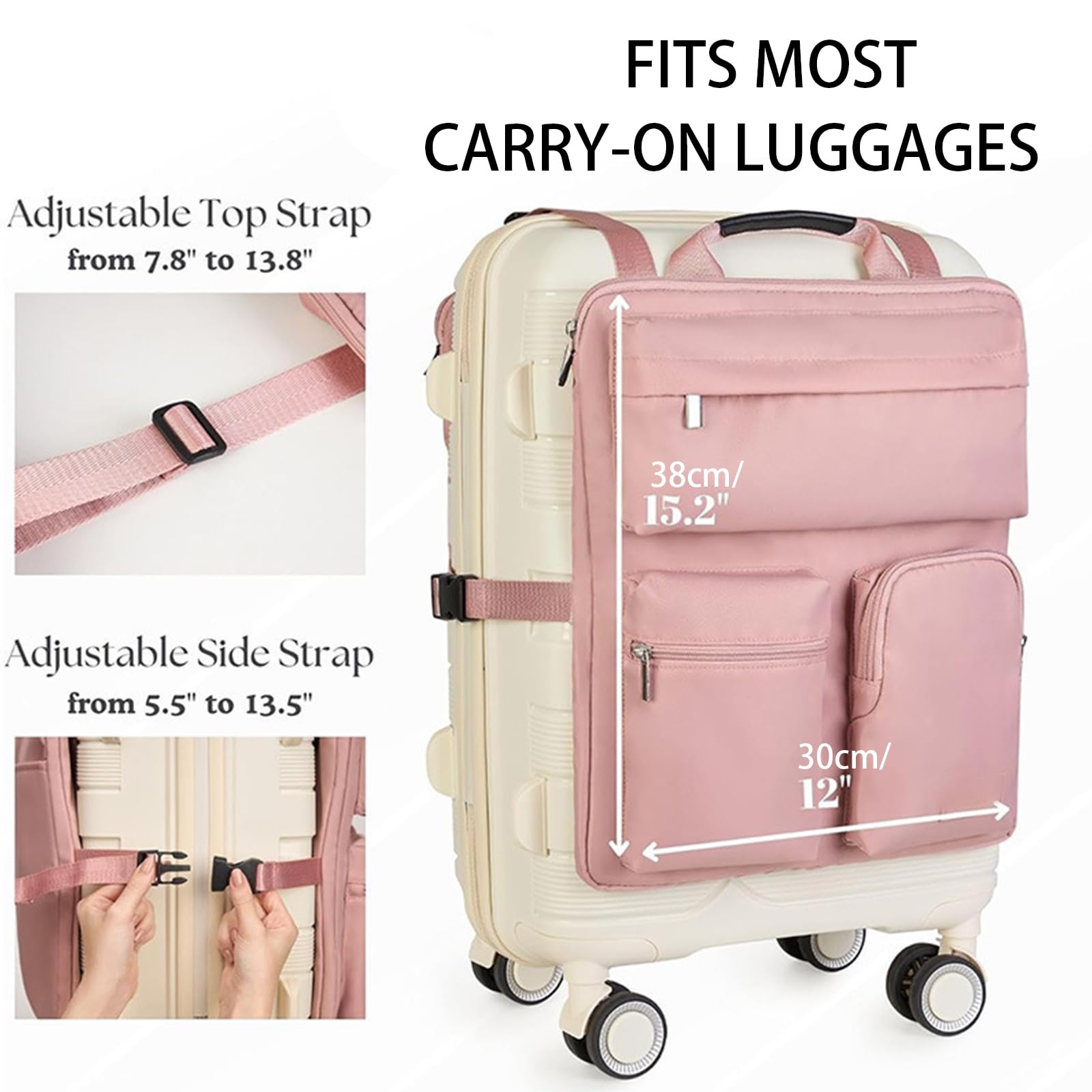 Koffer-Organizer, Tragetasche, Oxford-Tasche (Rosa) | Verstellbare Tragegurte – Koffer, Tablet, Reisepass, Wasser-Tasche mit Reißverschluss (Rosa)