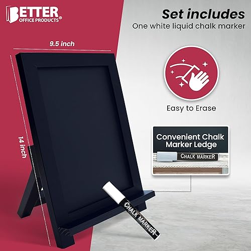 Miniatura 10 de Better Office Products Letrero enmarcado de pizarra de mesa, 9.5 x 14 pulgadas, marco de madera rústica, pizarra magnética pequeña, reborde