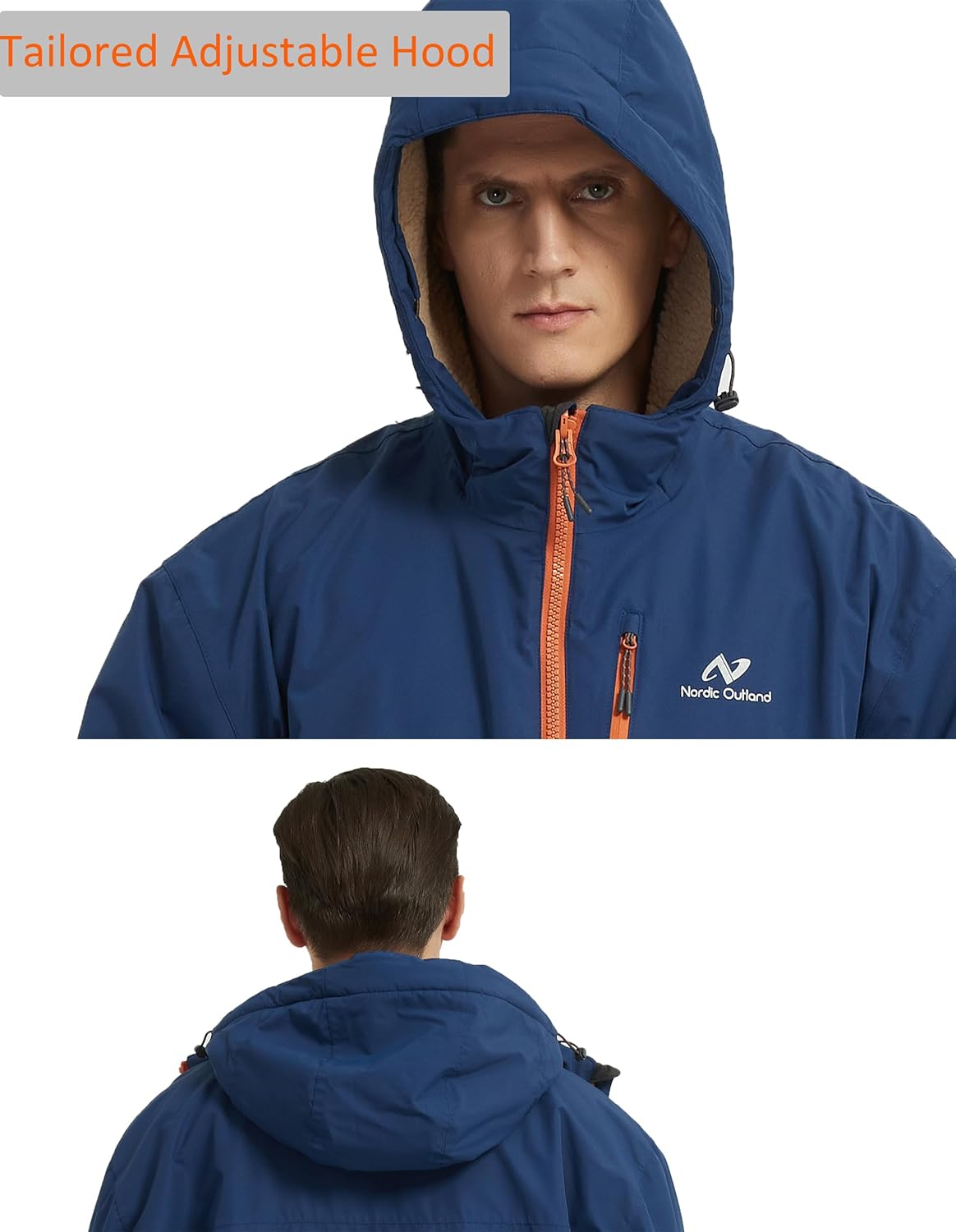 NORDIC OUTLAND Waterproof Winter Coat, Sherpa Lined Hooded Parka, Windproof Change Robe with 2 Pockets, Long Sleeve