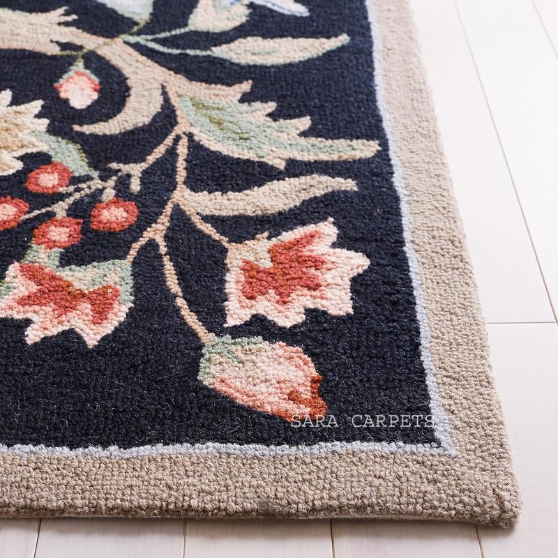 Image of Modern Abstract Hand Tufted Wool Floor Carpet for Home decore Living Room|Home and Bedroom & Hall 5x7 feet (150 x 210cm) Black H6