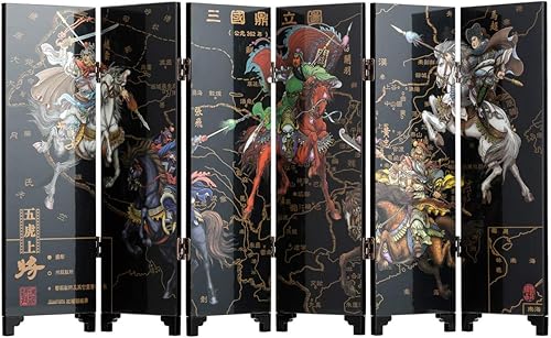 Miniatura 15 de TJ Global Mini arte chino tradicional de 6 paneles de 9.5 pulgadas de alto para decoración del hogar, lacado decorativo, decoración del hogar, laca,