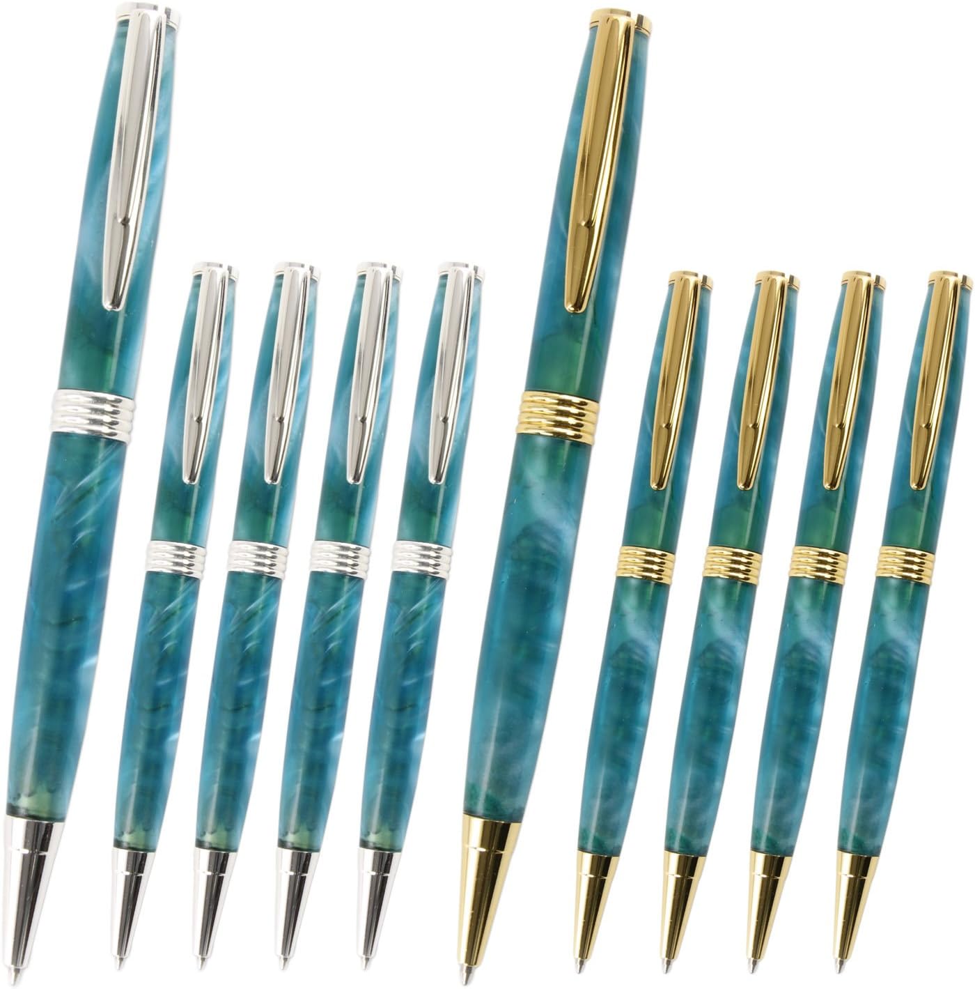Legacy Woodturning, Streamline Pen Kit - Gold & Silver Variety, 10 Pack, Includes 5 Gold, 5 Silver