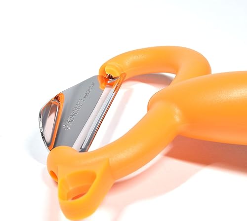 Miniatura 8 de Seki Japan Pelador de verduras, hoja de acero inoxidable de diseño especial que hace que el pelado en forma rizada, removedor de ojos de patata