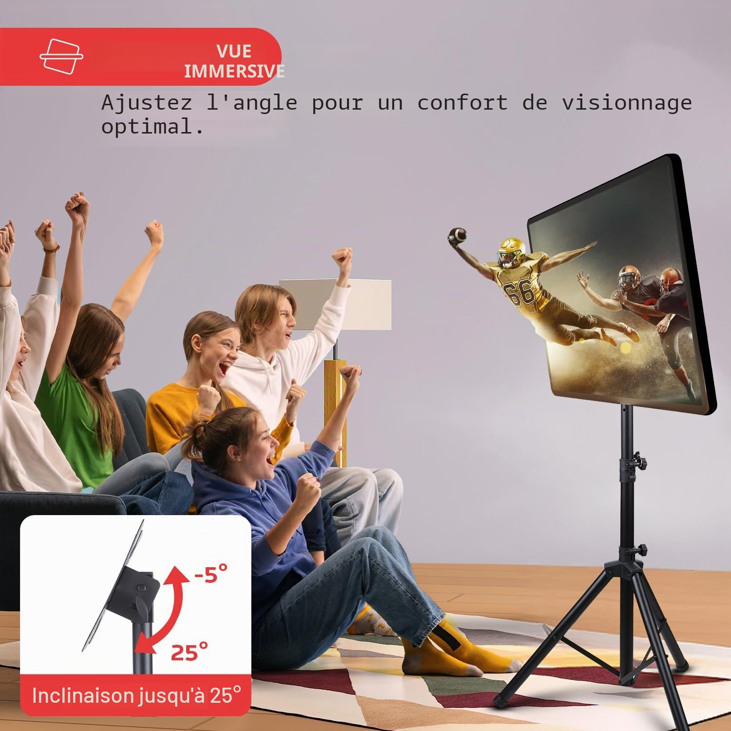 Pyle Support TV et Écran Pliable Réglable – Rotation 360°, Hauteur Ajustable, Charge Maximale 10 kg, Compatible VESA 200×200 et 220×220