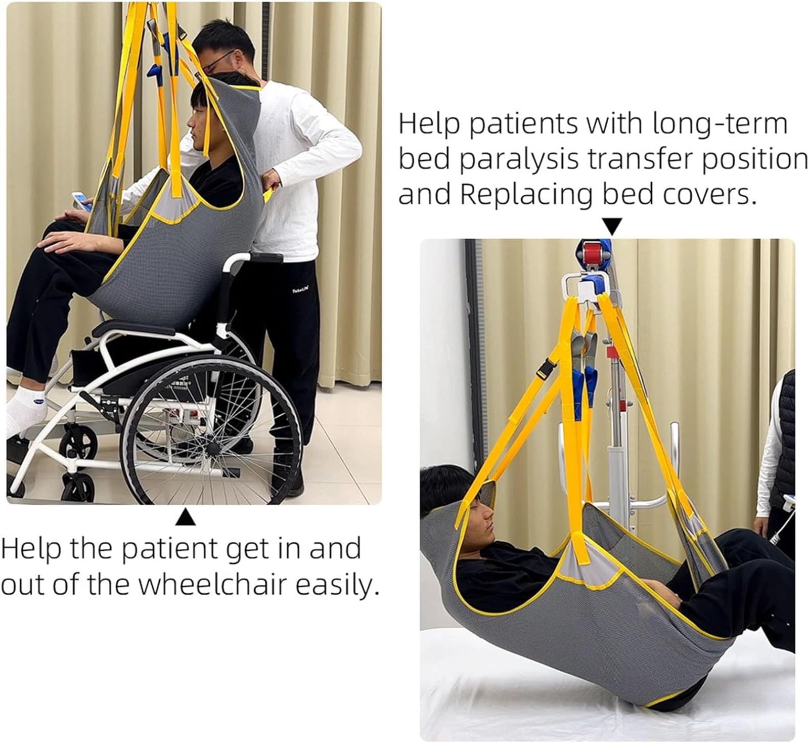 Arnés Elevación Paciente Cuerpo Completo, arnés de malla de cuatro puntos para transferencias de pacientes, arnés de elevación para transferencias y posicionamiento y elevación (Size : Medium)