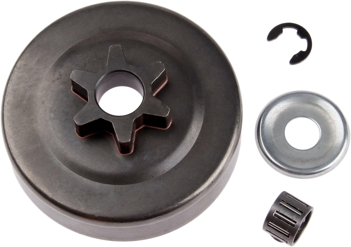 Clutch Drum Sprocket kit 3/8" 6T Washer E-Clip Compatible with STIHL MS170 MS180 017 018 025 251 Chainsaw Replacement Parts with Clutch Drum and Needle Bearing Chainsaw Accessories