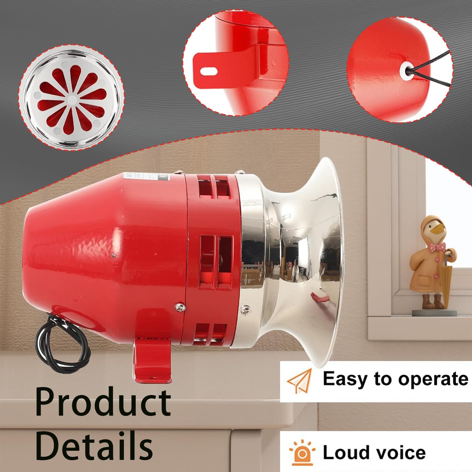 Sirena di Allarme Industriale 220V 40W, 120dB – Sirena di Sicurezza Robusta per Esterni, Allarme Motore e Antincendio, Sistema di Allarme Sonoro per Ambienti Rumorosi ed Emergenze