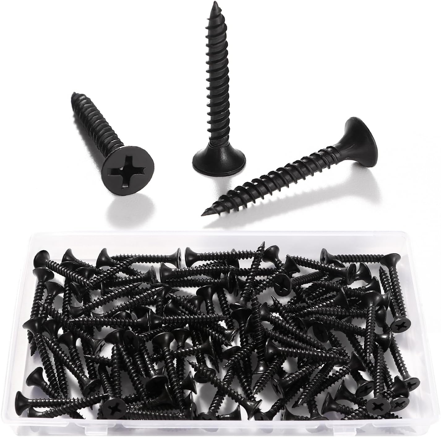 100 PCS M3.5 * 30 mm Coarse Thread Point Drywall Screws, Phillips Countersunk, Plasterboard Wood Screw, for Plasterboard, Drywall and Wood, Black